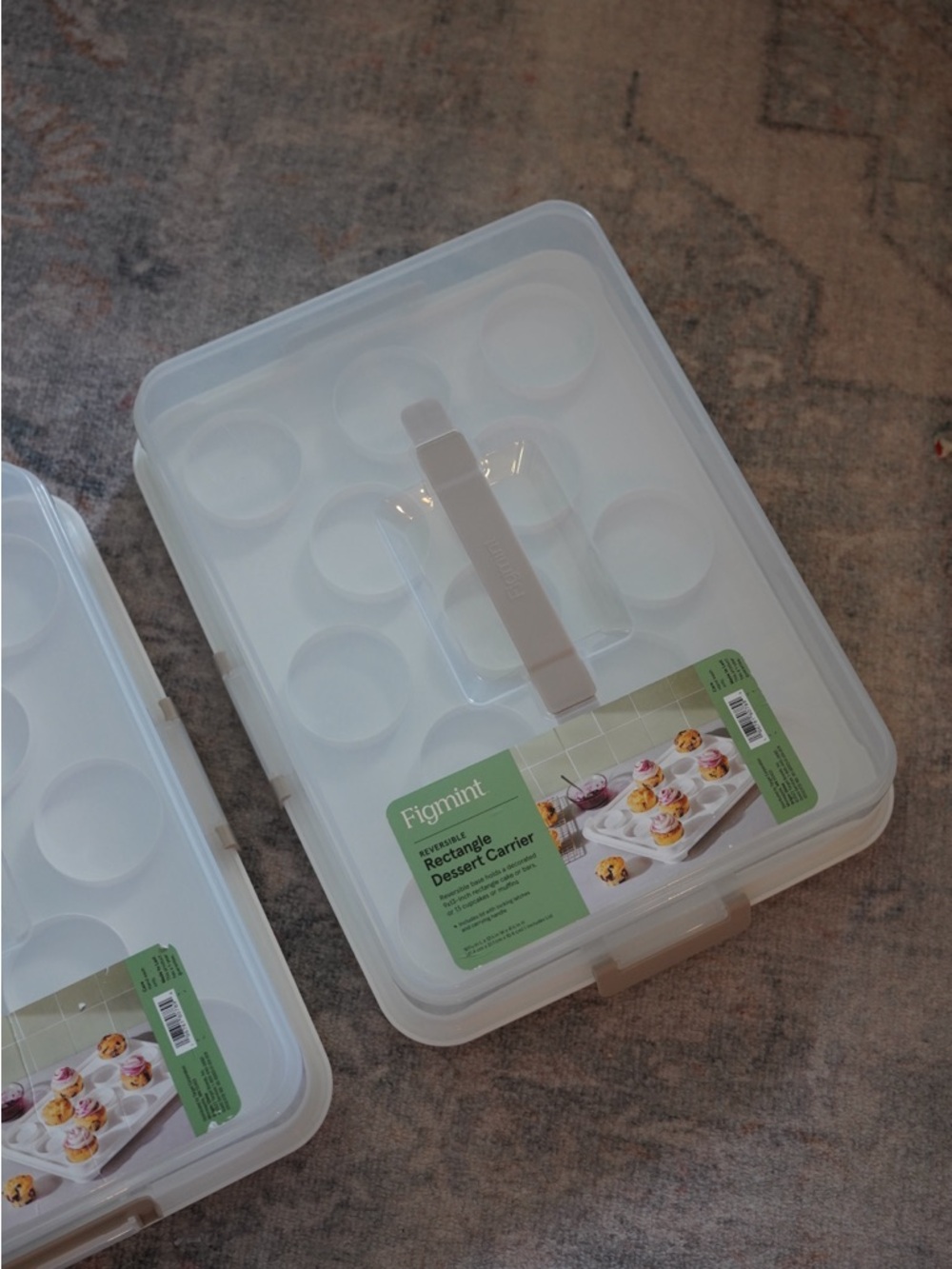 Figmint Plastic Rectangle Cupcake Carrier - Set of 2